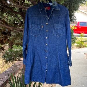 Bongo jeans long sleeve midi‎ denim dress/jacket size 8/M